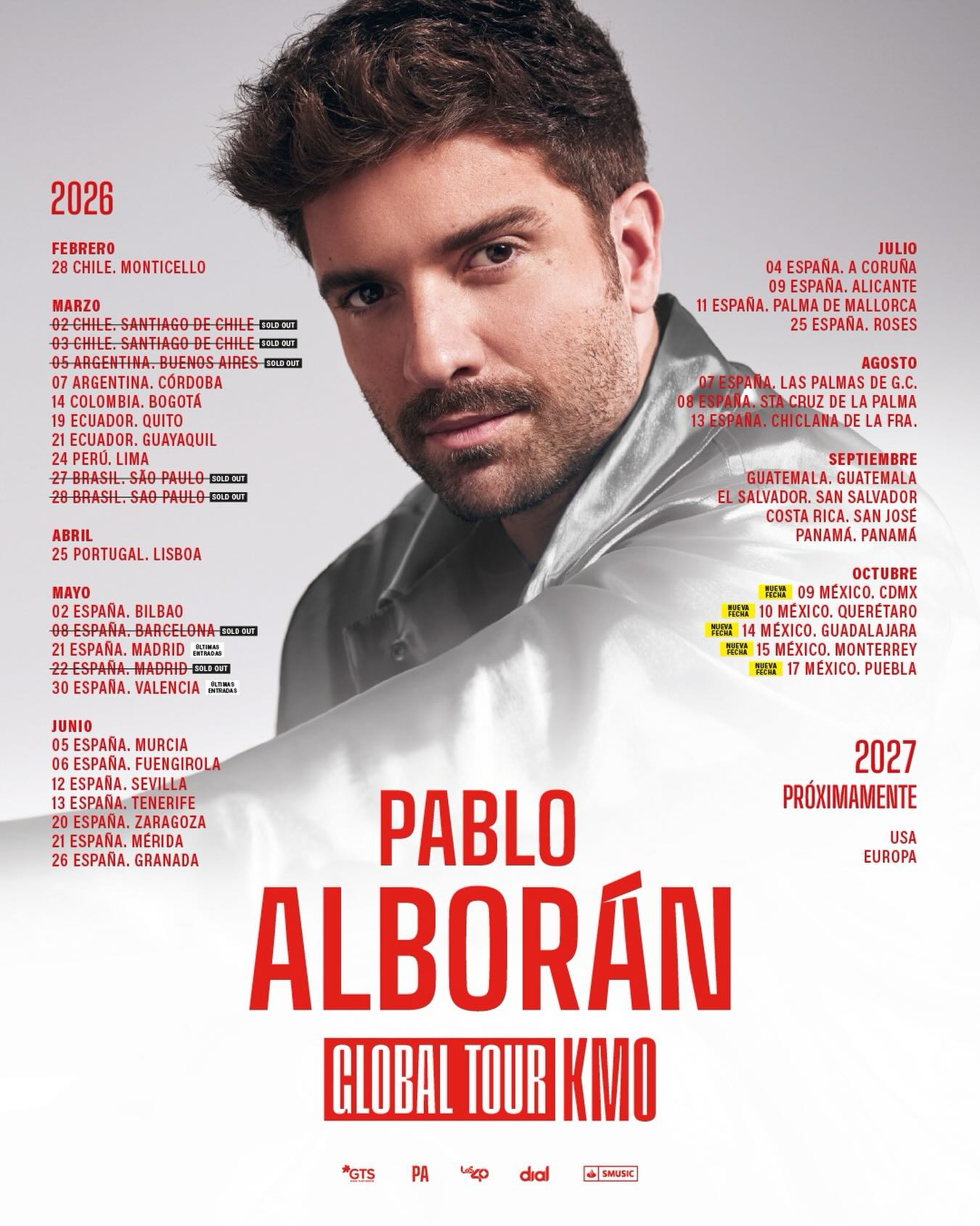 Pablo Alborán Global Tour KM0 Tour Poster 2026